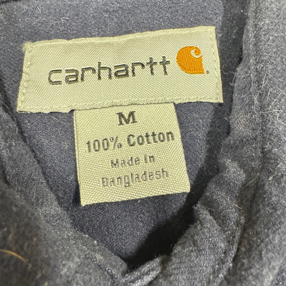 Carhartt Flannel Men's Medium‎ Button Up 100% Cotton Workwear Stained Blue - Picture 2 of 12